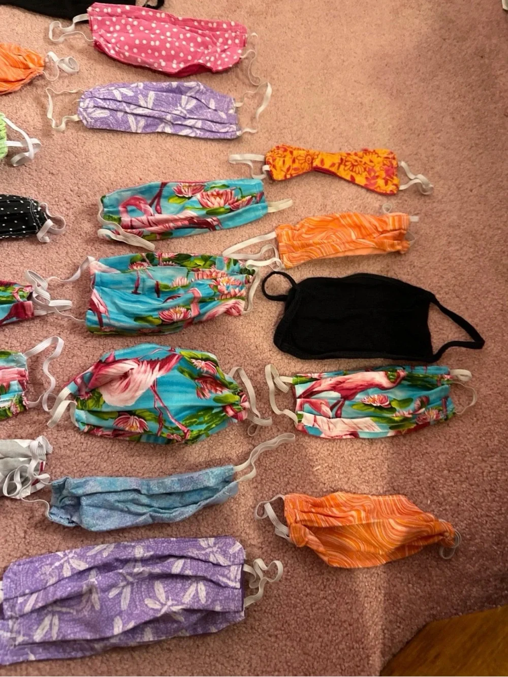 Mixed Assorted Cloth Face Mask Lot - Bright Floral & Solid Colors